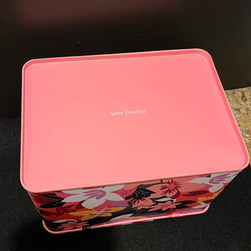Vera Bradley Colorful Pink Floral Recipe Box with Cards
